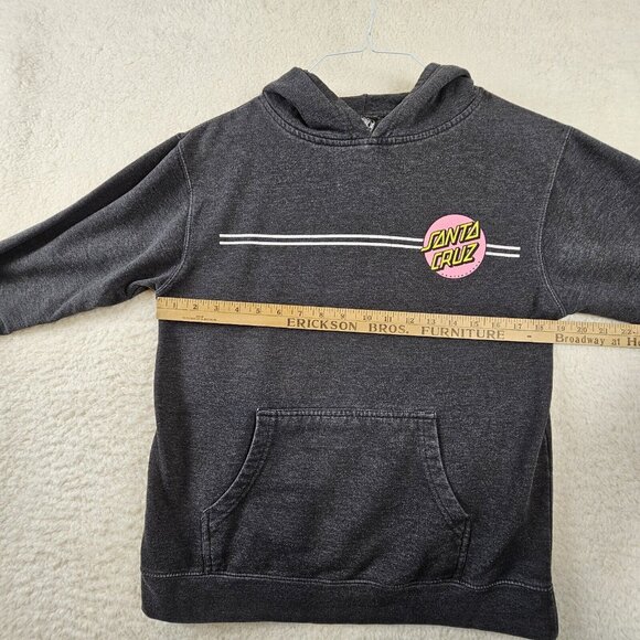 Santa Cruz Sweatshirt Women's Large Faded Black Hoodie Double Sided Pink Logo - Picture 3 of 13
